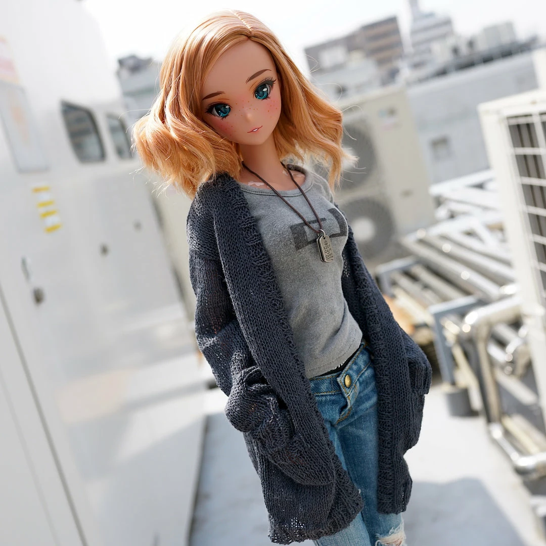 D2 Baggy Knit Cardigan (Ash Blue) Apparel