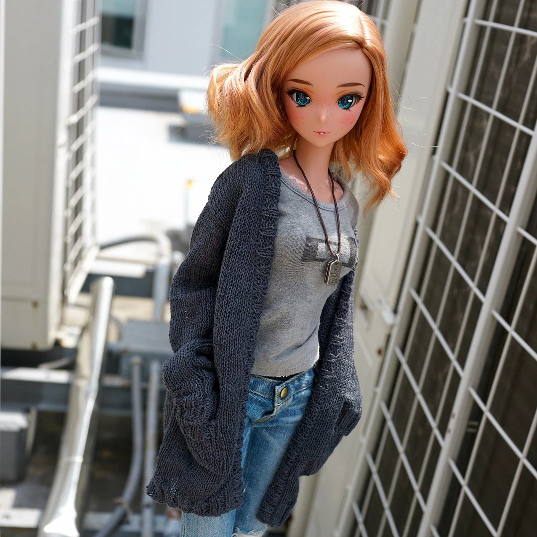 D2 Baggy Knit Cardigan (Ash Blue) Apparel