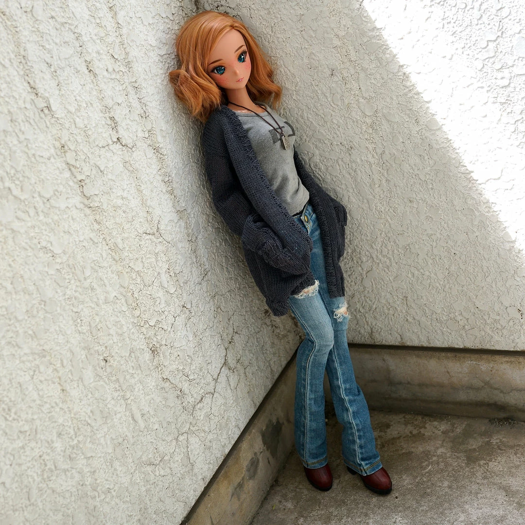 D2 Baggy Knit Cardigan (Ash Blue) Apparel