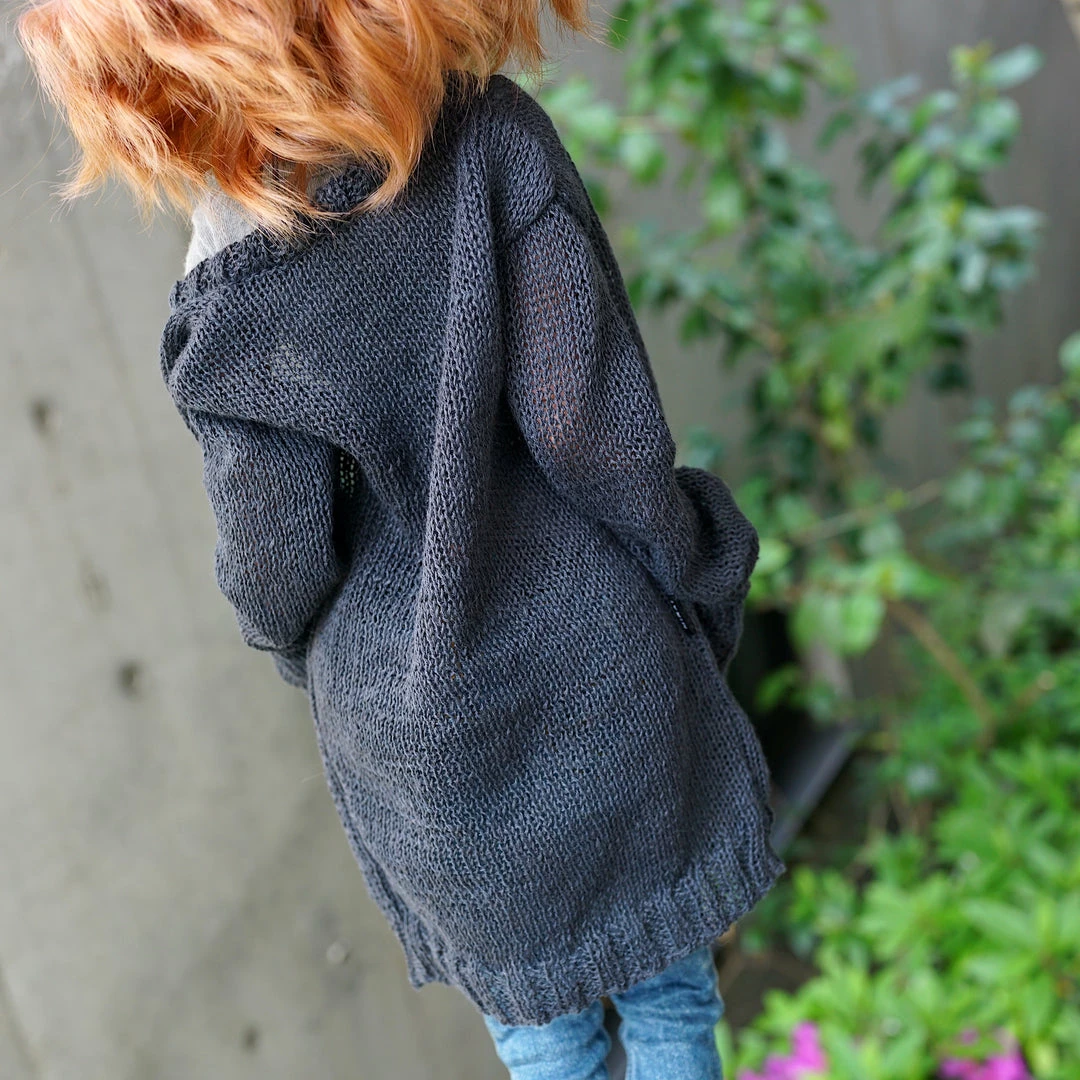 D2 Baggy Knit Cardigan (Ash Blue) Apparel