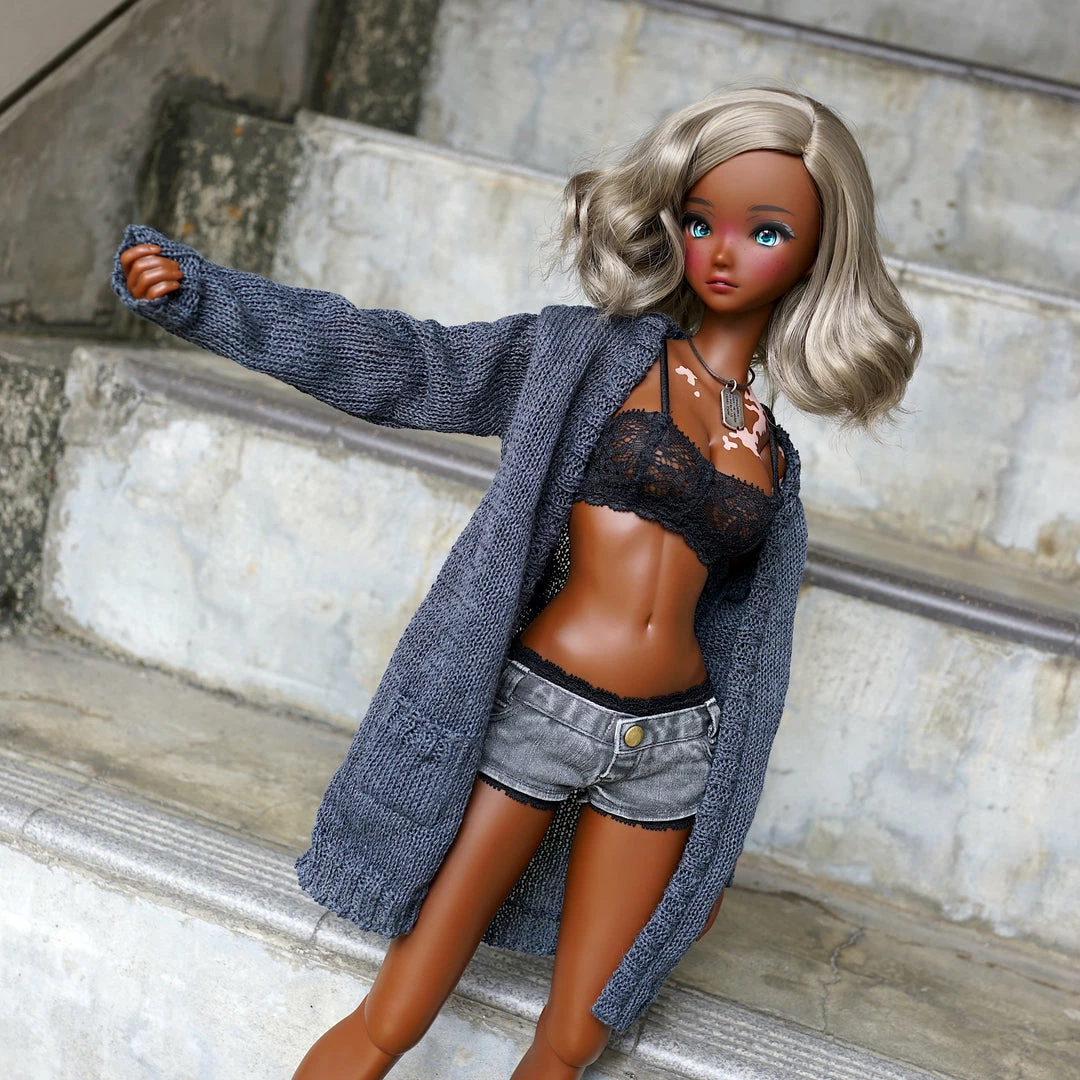 D2 Baggy Knit Cardigan (Ash Blue) Apparel