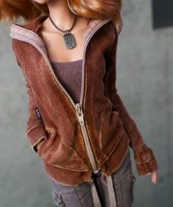 D2 Hooded Zip Cardigan (Rusty Brown)