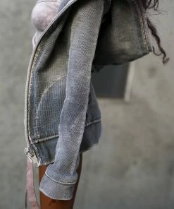 D2 Hooded Zip Cardigan (Ash Gray)