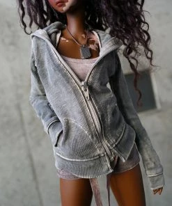 D2 Hooded Zip Cardigan (Ash Gray)