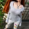 D2 Low Neck Rib Knit Sweater Secret Stuff